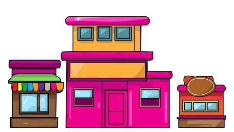 Buildings Icon Vector Cartoon Flat Colour Display Stock Illustration