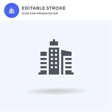 Buildings icon vector, filled flat sign, solid pictogram isolated on white, l Stock Illustration