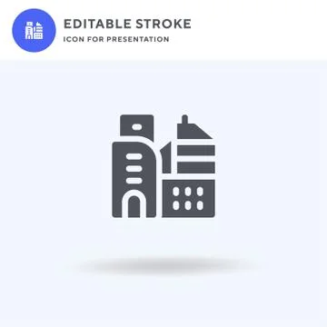 Buildings icon vector, filled flat sign, solid pictogram isolated on white, logo Illustrazione stock