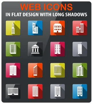 Buildings icons set Stock Illustration