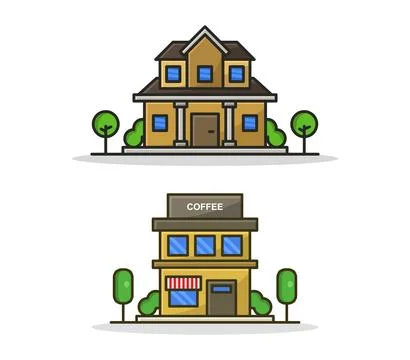 Buildings illustrated on background イラスト素材