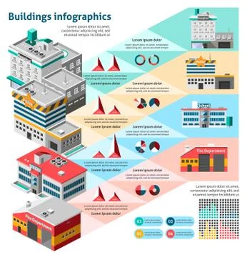 Buildings Infographics Set Stock Illustration