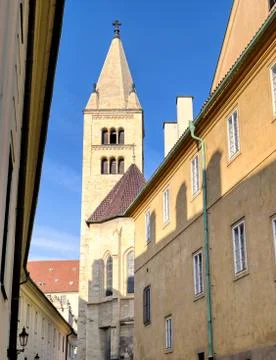 The buildings inside of the Prague Castle complex built in the 9th century in Stock Photos