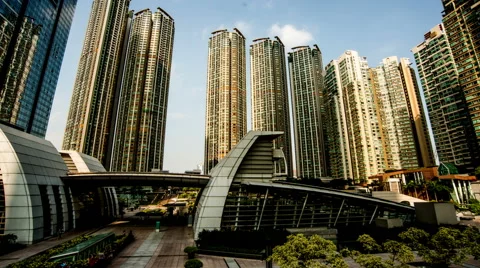 The buildings in International Commerce Center in Hong Kong,China Stock Footage