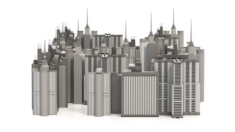 Buildings isolated on white background. 3D illustration Stock Illustration