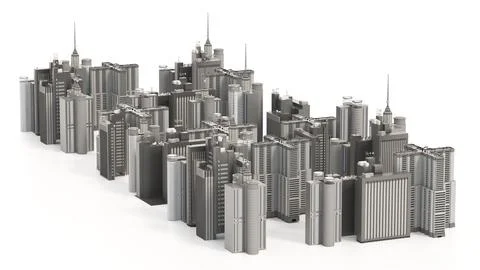 Buildings isolated on white background. 3D illustration Stock Illustration