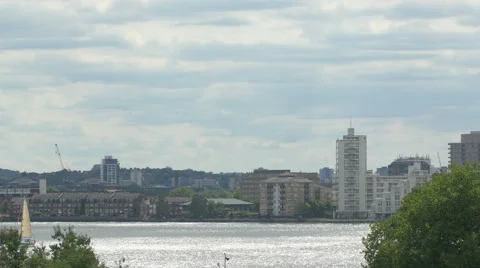 Buildings located along River Thames in London Stock Footage 61042534