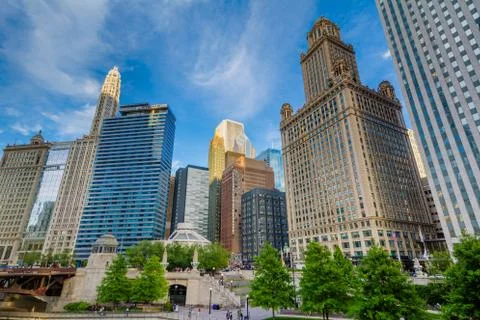 Buildings in The Loop, in Chicago, Illinois Stock Photos