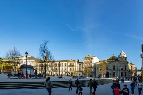 Buildings In The Main Square Of Lugo. Stock Photos