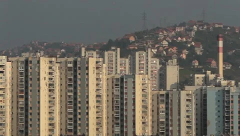 Buildings with marks of grapeshot 스톡 동영상 8659227