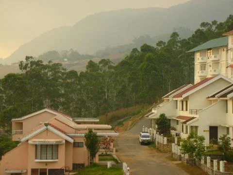 Buildings in the mountain range Foto stock