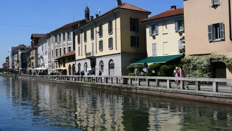 Buildings in the Navigli area Stock Footage 143318893