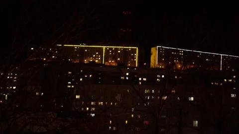 Buildings with neon lights Stock Footage 154150105