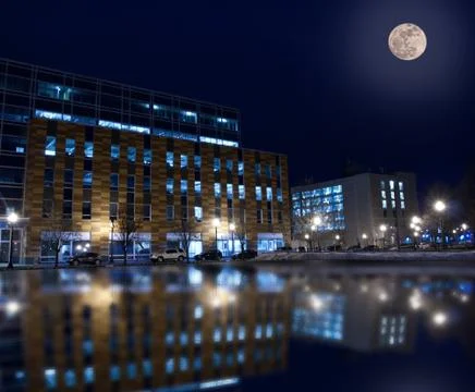 Buildings at night Stock Photos