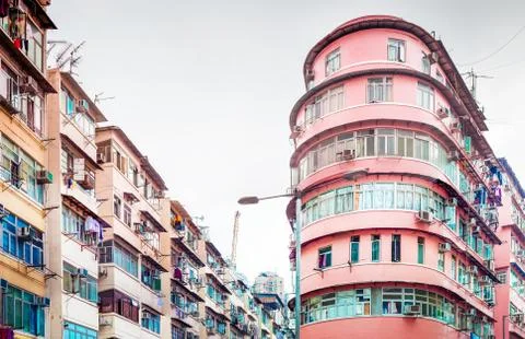 Buildings in old downtown of Hong Kong, Asia Stock Photos