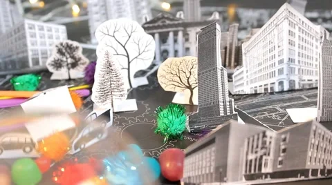 Buildings - paper cuts Stock Footage 61716097