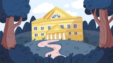 Buildings in perspective with trees. Home, work office and building . Ilustración de archivo