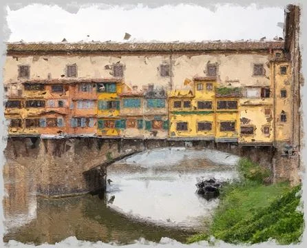 Buildings on Ponte Vecchio Ilustración de archivo