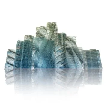 Buildings reflection white isolated 3d rendering Ilustración de archivo