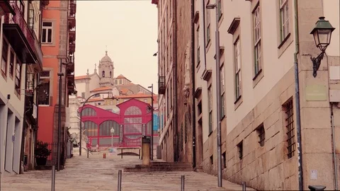 Buildings of Ribeira from Vila Nova de Gaia street, Porto, Portugal 스톡 동영상 107335378