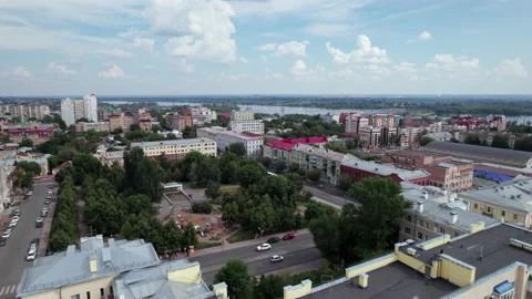 Buildings, river and clouds Stock Footage 219844956