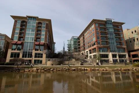 Buildings by River Stock Photos