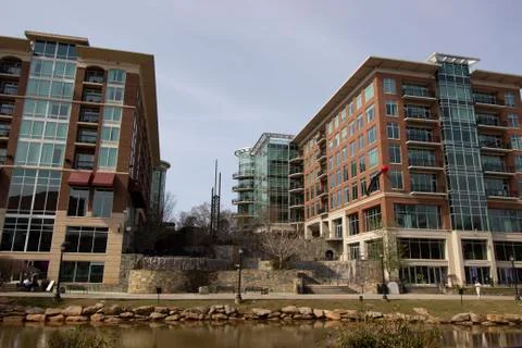Buildings by River Stock Photos