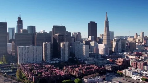 Buildings in San Francisco by Aerial Drone Stock Footage