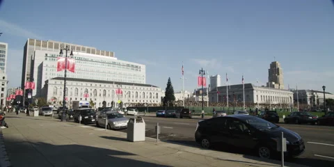 Buildings in San Francisco's Civic Center Stock Footage 59222411