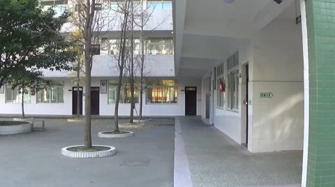 Buildings in a school, with long empty hallways Stock Footage 45166912