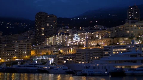 Buildings by the seaport in Monaco Stock Footage 86719311