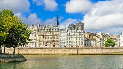 The buildings seen while cruising the river Stock Photos