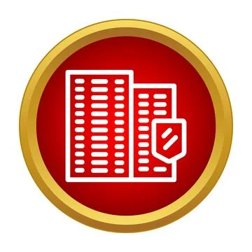 Buildings with shield showing security and property protection Stock Illustration