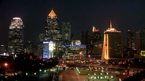 Buildings of Silom District along Rama IV Road in Bangkok Stock Footage 327889853