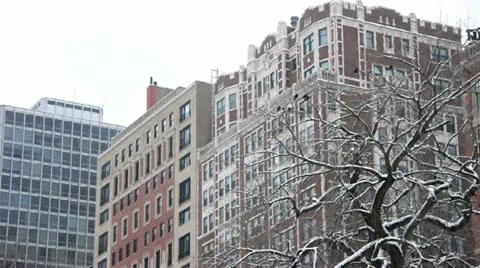 Buildings In The Snow Stock Footage 14841443