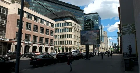 Buildings of Soviet construction, 1-ya Tverskaya-Yamskaya street, Moscow Stock Footage 66205549