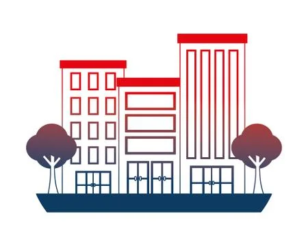 Buildings structure with trees plants isolated icon Ilustración de archivo