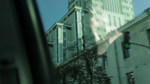 Buildings Through Car Window Stock Footage 68350228