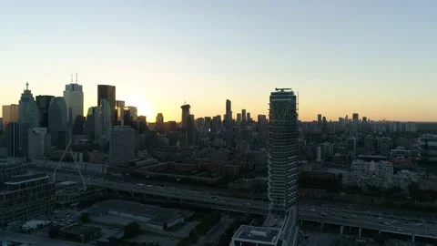Buildings in Toronto, at sunset Video stock 217737934