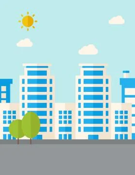 Buildings with trees Illustrazione stock