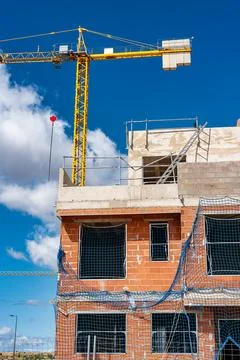 Buildings under construction with bricks and concrete in new expansion areas of Stock-Fotos