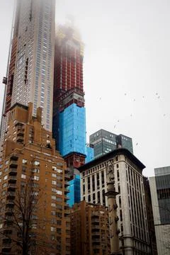 Buildings under construction at Columbus Circle in New York Stock Photos