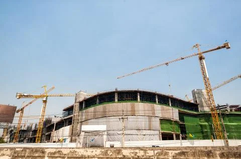 Buildings under construction with cranes Foto stock