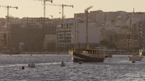 Buildings under construction by the Seashore Stock Footage 74770410