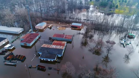 Buildings Under Water Flooding Devastation Natural 스톡 동영상 307131380