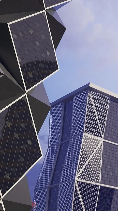Buildings in urban setting during evening light with cloudy sky Stock Footage 331688809