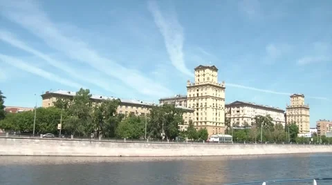 Buildings. View From A Moving Ship 3 Stock Footage 5732372