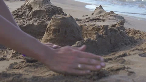 Builds sand castle Stock Footage 42549803