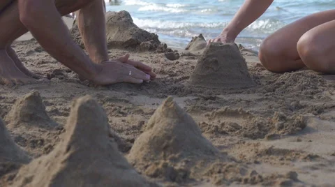 Builds sand castle Stock Footage 42549827