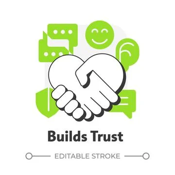 Builds trust flat outline concept icon Stock Illustration